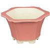 Vaso per bonsai esagonale in gres smaltato rosa scuro 9,5x9,5x7 cm - A21B