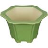 Vaso per bonsai esagonale in gres smaltato verde 9,5x9,5x7 cm - A29