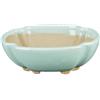 Vaso per bonsai Giapponese Morrisan ovale in gres smaltato azzurro turchese 9,5x7,5x3 cm - B02-8-11G