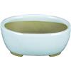 Vaso per bonsai Giapponese Morrisan ovale in gres smaltato azzurro turchese 9,5x7,5x3,5 cm - B02-8-1G