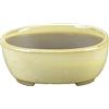 Vaso per bonsai Giapponese Morrisan ovale in gres smaltato bianco 9,5x7,5x3,5 cm - B02-8-1C