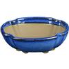 Vaso per bonsai Giapponese Morrisan ovale in gres smaltato blu 9,5x7,5x3 cm - B02-8-11B