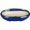 Vaso per bonsai Giapponese Morrisan ovale in gres smaltato blu 9,5x7x2 cm - B02-8-10B
