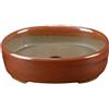 Vaso per bonsai Giapponese Morrisan ovale in gres smaltato marrone mogano 8x9,5x2 cm - B02-8-9F