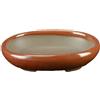 Vaso per bonsai Giapponese Morrisan ovale in gres smaltato marrone mogano 9,5x7x2 cm - B02-8-10F