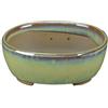 Vaso per bonsai Giapponese Morrisan ovale in gres smaltato verde chiaro 9,5x7,5x3,5 cm - B02-8-1E