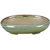 Vaso per bonsai Giapponese Morrisan ovale in gres smaltato verde chiaro 9,5x7x2 cm - B02-8-10E