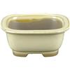 Vaso per bonsai Giapponese Morrisan rettangolare in gres smaltato bianco 7,5x6,5x3 cm - B02-8-12C