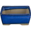 Vaso per bonsai Giapponese Morrisan rettangolare in gres smaltato blu 9x7x3,5 cm - B02-8-4B