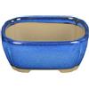 Vaso per bonsai Giapponese Morrisan rettangolare in gres smaltato blu 9x7x3,5 cm - B02-8-6B