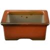 Vaso per bonsai Giapponese Morrisan rettangolare in gres smaltato marrone mogano 9x7x3,5 cm - B02-8-3F