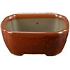 Vaso per bonsai Giapponese Morrisan rettangolare in gres smaltato marrone mogano 9x7x3,5 cm - B02-8-6F