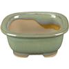 Vaso per bonsai Giapponese Morrisan rettangolare in gres smaltato verde chiaro 7,5x6,5x3 cm - B02-8-12E