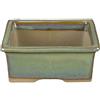 Vaso per bonsai Giapponese Morrisan rettangolare in gres smaltato verde chiaro 9x7x3,5 cm - B02-8-3E