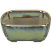 Vaso per bonsai Giapponese Morrisan rettangolare in gres smaltato verde chiaro 9x7x3,5 cm - B02-8-6E