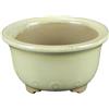 Vaso per bonsai Giapponese Morrisan rotondo in gres smaltato bianco 7x7x4 cm - B02-8-7C
