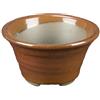Vaso per bonsai Giapponese Morrisan rotondo in gres smaltato marrone mogano 7x7x4 cm - B02-8-5F