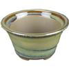 Vaso per bonsai Giapponese Morrisan rotondo in gres smaltato verde chiaro 7x7x4 cm - B02-8-5E