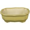 Vaso per bonsai ovale in gres smaltato giallo senape 14x9,5x4,5 cm - A30