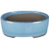 Vaso per bonsai ovale in gres smaltato blu 22x16x5,5 cm - BJ3b