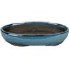 Vaso per bonsai ovale in gres smaltato verde-blu 28x18x3 cm - BJ6c