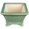 Vaso per bonsai quadrato in gres smaltato verde 13,5x13,5x9,5 cm - YM14