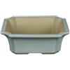 Vaso per bonsai rettangolare in gres smaltato grigio-azzurro 13x10,5x4,5 cm - A12