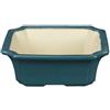 Vaso per bonsai rettangolare in gres smaltato blu-verde 13x10,5x4,5 cm - A12B