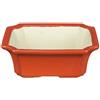Vaso per bonsai rettangolare in gres smaltato rosso 13x10,5x4,5 cm - A10