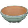 Vaso per bonsai rotondo in gres smaltato verde 8,5x8,5x3 cm - ZX1