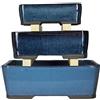 Vasi per bonsai rettangolari in gres smaltati blu (Set da n.3 pezzi) - BJ4