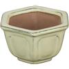 Vaso per bonsai esagonale in gres smaltato bianco 7,5x6x2,5 cm - SF23