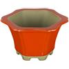 Vaso per bonsai esagonale in gres smaltato rosso 9,5x9,5x7 cm - A21C