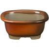 Vaso per bonsai Giapponese Morrisan rettangolare in gres smaltato marrone mogano 7,5x6,5x3 cm - B02-8-12F
