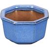 Vaso per bonsai ottagonale in gres smaltato blu 6x6x3,5 cm - SF24
