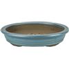 Vaso per bonsai ovale in gres smaltato azzurro 35,5x27x6,5 cm - 2938b