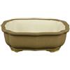 Vaso per bonsai ovale in gres smaltato bianco avorio effetto crepato 14x9,5x4,5 cm - A7B