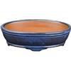 Vaso per bonsai ovale in gres smaltato blu 14x9,5x3 cm - ZX16