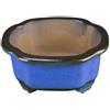 Vaso per bonsai ovale in gres smaltato blu 15x12,5x6,5 cm - YP27