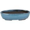 Vaso per bonsai ovale in gres smaltato verde-blu 29,5x15x6,5 cm - BJ2a