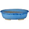 Vaso per bonsai ovale in gres smaltato verde-blu 36x25,5x8,5 cm - BJ10a