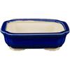 Vaso per bonsai rettangolare in gres smaltato blu 13,5x9,5x3,5 cm - YM30