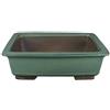 Vaso per bonsai rettangolare in gres smaltato verde 35x23,5x9,5 cm - 2843b