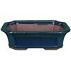 Vaso per bonsai rettangolare in gres smaltato verde scuro 14,5x10,5x4,5 cm - 2835c