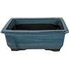 Vaso per bonsai rettangolare in gres smaltato verde-blu 22,5x14,5x8 cm - BJ9b