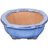 Vaso per bonsai rotondo in gres smaltato blu 5,5x5,5x2 cm - SF32