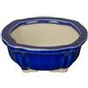 Vaso per bonsai rotondo in gres smaltato blu 5,5x5,5x2 cm - SF5
