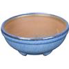 Vaso per bonsai rotondo in gres smaltato blu 8,5x8,5x3 cm - ZX2
