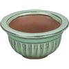 Vaso per bonsai rotondo in gres smaltato verde 6,5x6,5x3,5 cm - SF18