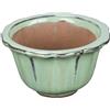 Vaso per bonsai rotondo in gres smaltato verde 6x6x3,5 cm - SF25